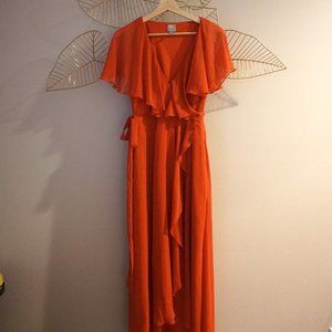 ASOS | maxi dress with ruffle detail in orange